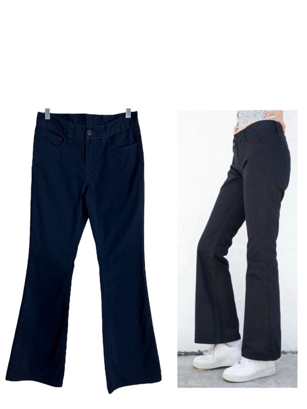 Brandy Melville John Galt Brielle Low Rise Flare Navy Trousers